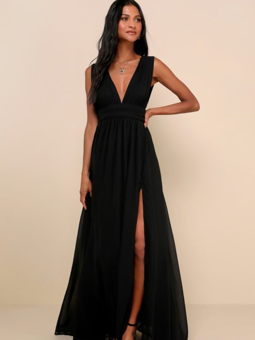 Lulus Heavenly Hues Black Maxi Dress - Size M